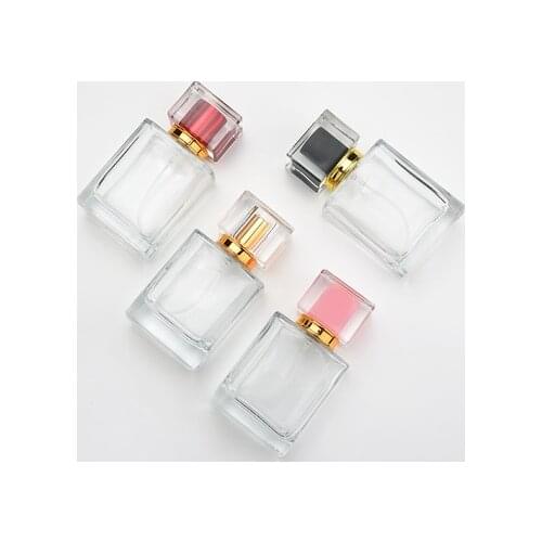 30ml 50ml Glass Refillable Spiral Thick Bottom Square Glass Atomizer Perfume Bottle Cosmetic Empty Spray Bottle Container
