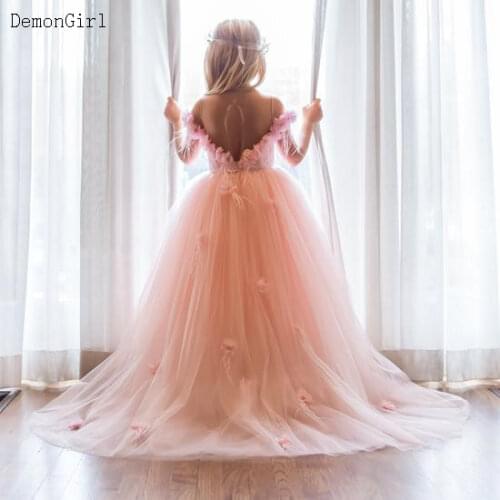 Pink Girl Dress Flower Causal Baby Girl Tutu Dress Birthday Wedding Performance Kids Clothing for Girls