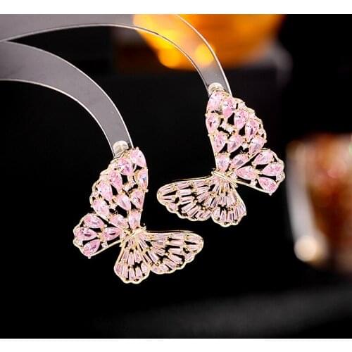 Korean Trend Butterfly Stud Earrings 925 Silver Pin Statement Insect Ear Studs Gold-Plated Luxury Wedding Earrings Jewelry