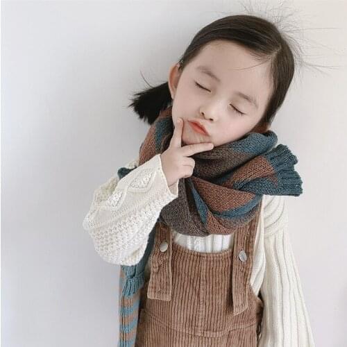 Soft Neckerchief Autumn Winter Scarf Baby Flower Candy Color Scarves Girl Knitted Thicken Warmer Shawl Children Korean Style