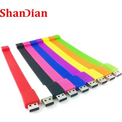 SHANDIAN 100% real capacity Silicone Bracelet Wrist Band pen drive 32GB/16GB/4GB USB 2.0 Flash Drive memory Stick U Disk Pen d