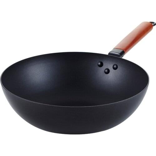 30cm old iron pan uncoated cast iron old-fashioned non-stick iron pan induction cooker gas stove for pig iron wok home