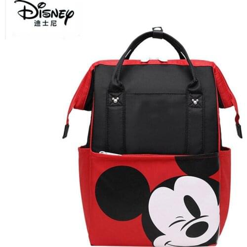 Disney Mickey Mouse Diaper Bag Large Capacity Women Backpack Waterproof Shoulder Bags Zipper Handbag Lightness Multifunction