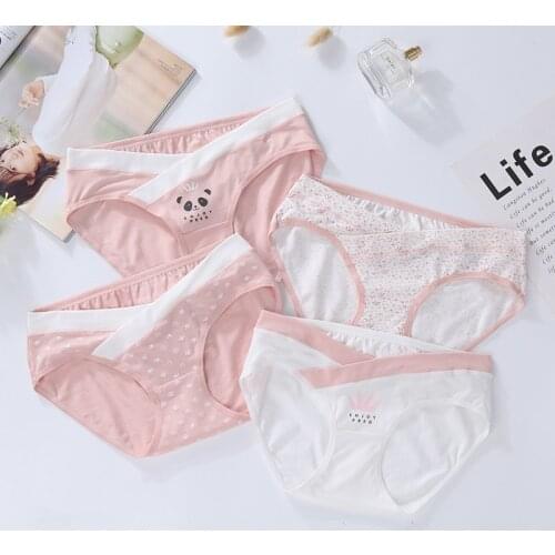 4 Pieces Per Set Women Cotton Low Waist Front CROSS-CRISS Pregnancy Panties Under Bump Maternity Underpants Postpartum Briefs