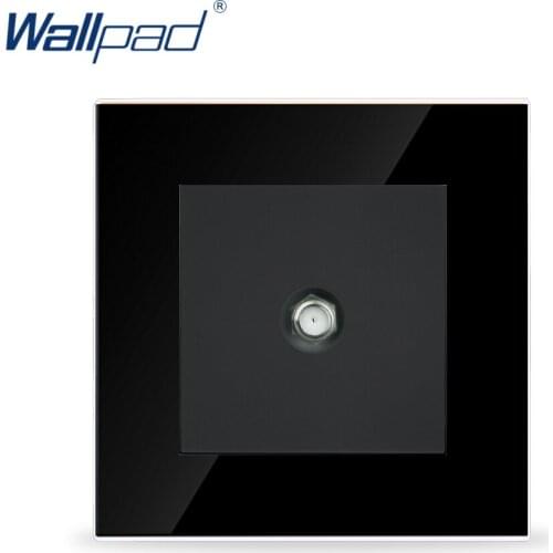 Smart Home TV Satellite Socket Wallpad Luxury Black Tempered Glass Panel 86*86mm 110V-250V