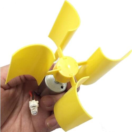 Yellow DC Micro Motor LED Lights Vertical Axis Wind Turbines Generator Blades