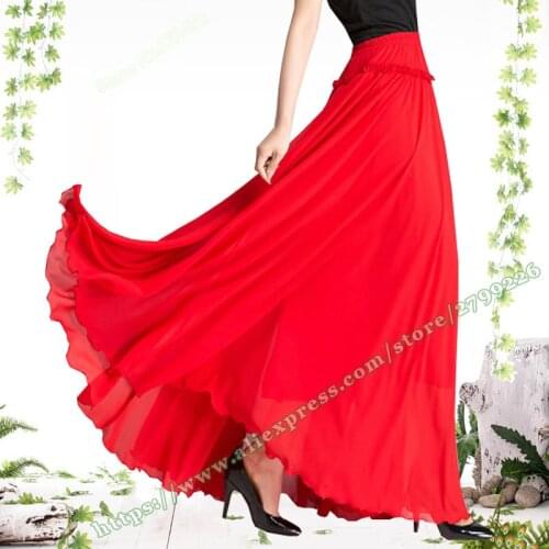2021 New Summer Female Bohemia Plus Size 6XL 5XL Fashion Elegant Chiffon Dance Long Maxi Ladies Skirts for Womens