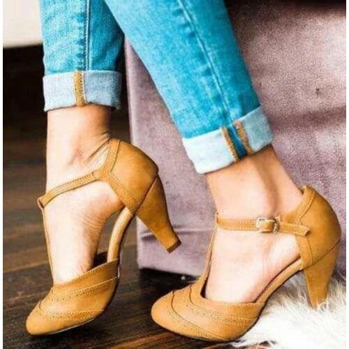 Women Shoes Sandals Summer High Heel Shoes Buckle PU Leather Gladiator Luxury Shoes Women Designers Zapatos De Mujer E68