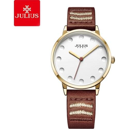 New Lady Womens Watch Japan Quartz Elegant Cute Fashion Large Hours Bracelet Leather Clock School Girl Birthday Gift Julius Box