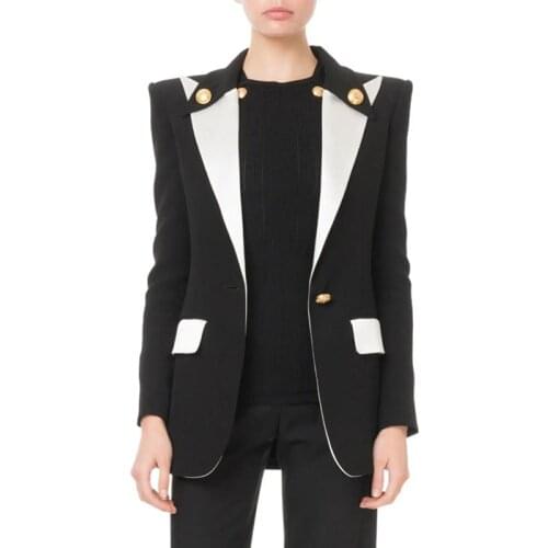 QUALITY Newest HIGH 2021 Designer Blazer Womens Lion Buttons Single Button Color Block Blazer Jacket