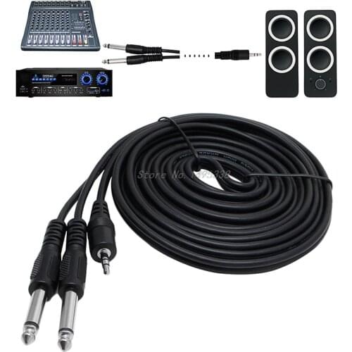 1.5m Double 6.35mm Male 1/4" Mono Jack to Stereo 1/8" 3.5mm Jack Cable Cord Whosale&Dropship