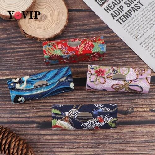 1PC 4 Colors Retro Embroidered Flower Designs Lipstick Case Lip Gloss Box Jewelry Holder Makeup Storage Tools