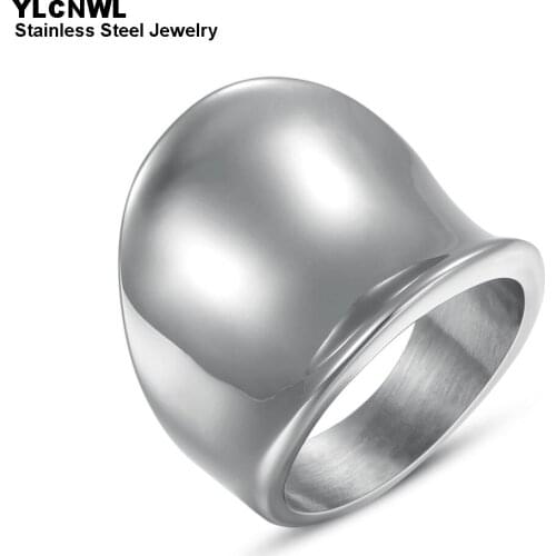 100% Guarantee Stainless Steel Jewelry Fashion Cute Wide Simple Rings For Women Girl Gold Color Band Birthday Gift