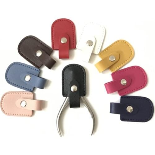 2pcs artificial leather nail cuticle scissor cover nail art cuticle trimmer case manicure tools