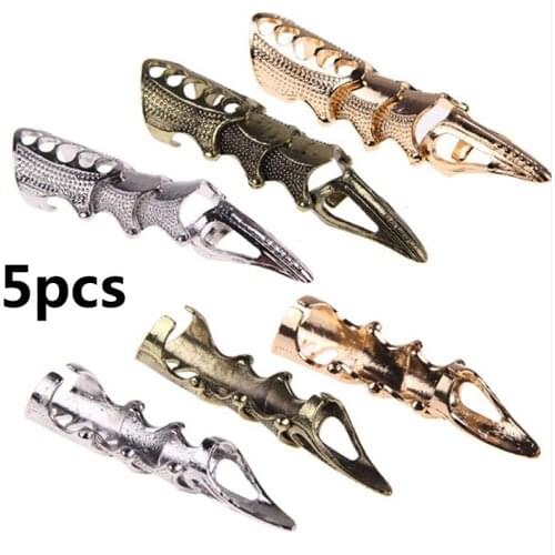 3pcs/lot Punk Knight Skull Double Finger Ring Knuckle Armour Full Finger Ring Gothic Punk y Ghost Rings Men Brinco