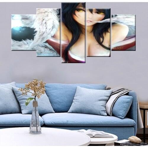 HD Print Painting Canvas 5 Piece Sexy Nine-tailed Fox Module Modern Decorative Bedroom Living Room Home Art Deco