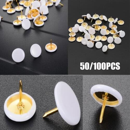 50pcs White Round Shape Push Pins Thumb Tacks for Office School Notice Board Cork Board Paper