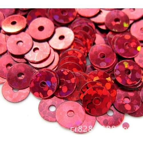 50g(10000pcs) 4mm Flat Round Loose Sequins Paillettes Sewing Wedding Craft Red Laser Hologram