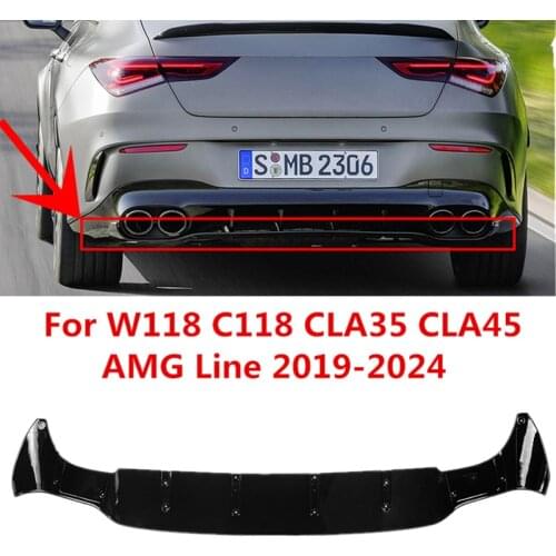 Rear Bumper Lip Body Kit Spoiler Splitter Diffuser Canard Lip Cover for Mercedes Benz W118 C118 CLA35 CLA45 AMG Line 2019-2024
