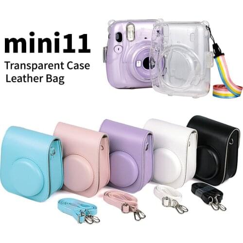 For Fujifilm Instax mini11 PU Leather Case Smartphone Instant Protector Pouch Bag With Shoulder Strap for Fuji Instax mini11