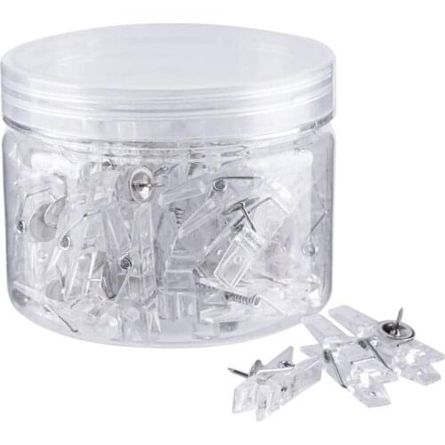 50 Pcs/Pack Decorative Pushpin Multi-purpsoe Clip-shaped Pushpin for Hanging Fixing Photo Push Pin for DIY Photo Wall