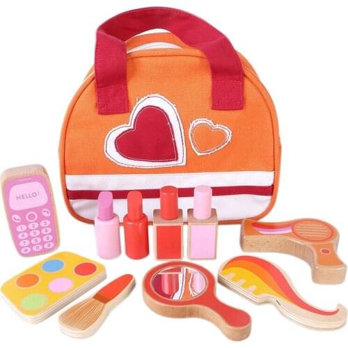 Wooden Cosmetic Set Toys Simulation Play House Makeup Set Pack Gifts Girl Simulation Cosmetics Storage Box for Girls