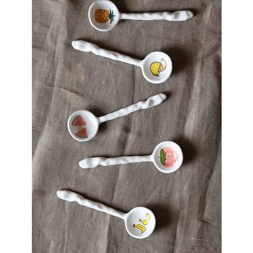 Lovely childrens creativity, ceramic fruit series spoon, congee spoon spoon, stirring spoon