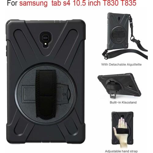 For Samsung Galaxy Tab S4 10.5 T830 T835 Kids case Safe Shockproof Heavy Duty Silicone+PC Kickstand Cover w/Wrist+Shoulder Strap