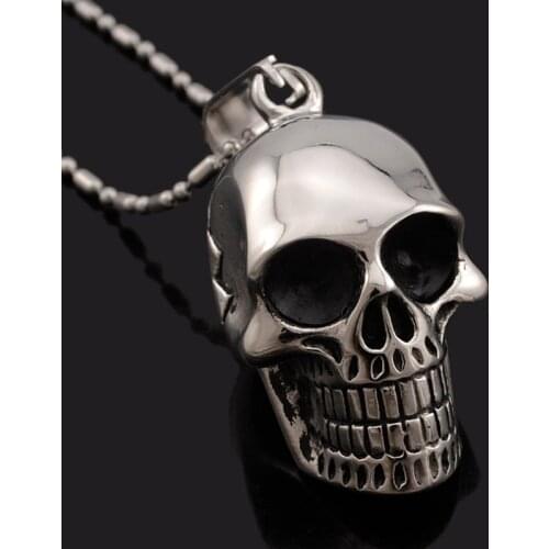 Dolaime ! Necklace Men,Biker Motorcycle Style Black Stainless Steel Skull Pendants Necklaces Charm Jewelry Party Gift, punk rock