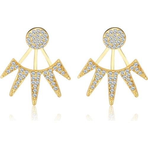 Elegant Rhinestone Geometric Cone Shaped Pendient Hanging Earrings Punk Triangle Stud Earrings for Women Trendy Wedding Jewelry