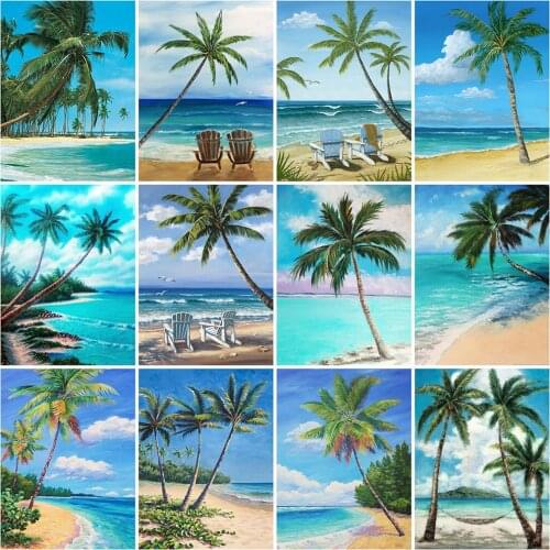 Evershine Diamond Painting Seaside Full Square Round Drill Diamond Embroidery Beach Landscape Cross Stitch Kits Handicraft