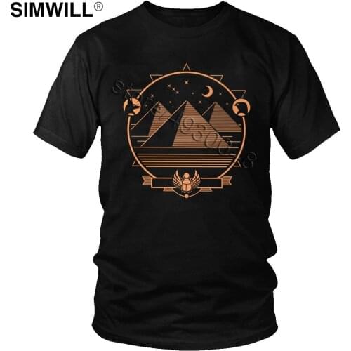Mens Fashion Ancient Egypt Tshirt Cool Geometry Art Tees Short Sleeves Eco Cotton Breathable T Shirts Brand Tops Apparel Gift