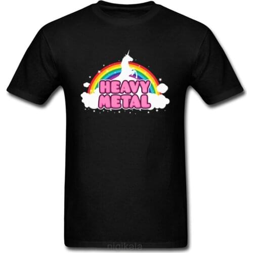 Heavy Metal Unicorn Tops Rainbow Tees Man Tshirt Women T Shirt Black T-shirt Kawaii Cartoon Clothing Boyfriend Gift Shirts