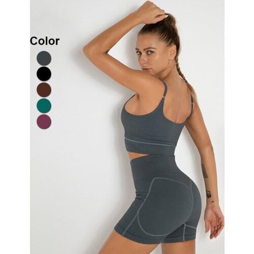 Women Clothing Yoga Set Seamless Shorts Sets Sports Bra Fitness Short Gym Clothing Workout Clothes For Women 2 Piece Sportswear