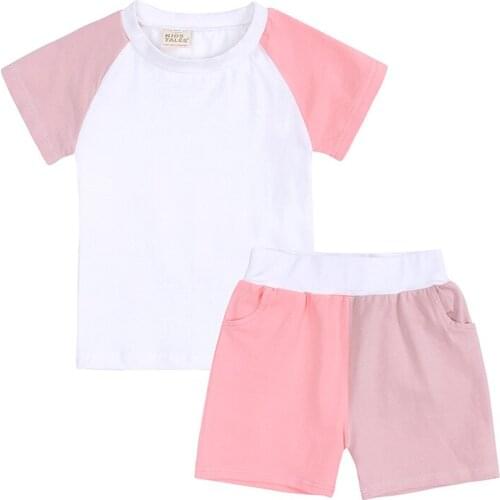 Summer Toddler Infant Clothes Set Cotton Short Sleve+Drawstring Shorts 2pcs Kids Baby Girls Boys Casual Outfit Set