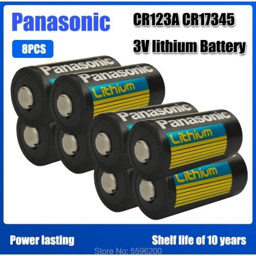 8Pcs Original Camera Camcorder Flashlight Battery CR123A CR17345 3V Lithium Battery for PANASONIC