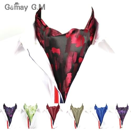 Men Vintage Wedding Ties Formal Cravat Ascot Scrunch Self British style Gentleman Polyester Neck Tie Luxury