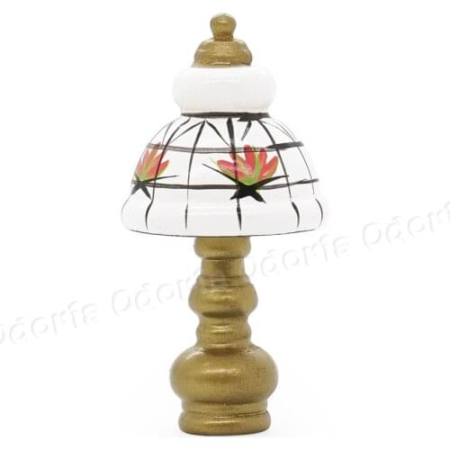Odoria 1:12 Miniature Table Lamp Reading Lamp White and Golden Dollhouse Lighting Furniture Accessories Livingroom Bedroom