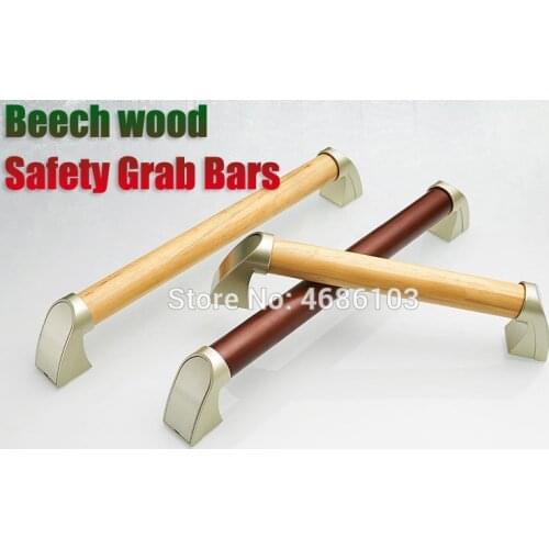 Safety Wood toilet grab bars Zinc Alloy bathroom grab bars for elderly Handle Bars 34/44/54cm Anti-slip Grip For Elder