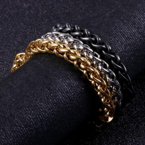 8MM Mens Friendship Bracelets 2020 Gold-Color Stainless Steel Chain Link Bracelet Men Best Friend Bracelete Biker Jewelry