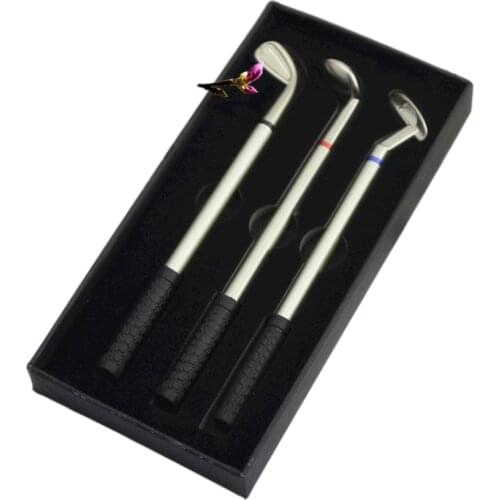 3pcs Mini Golf Putter Pen Set Box Novelty Golfers Decor Office Teacher Gift Stationery for School Office Writing шариковых ручек