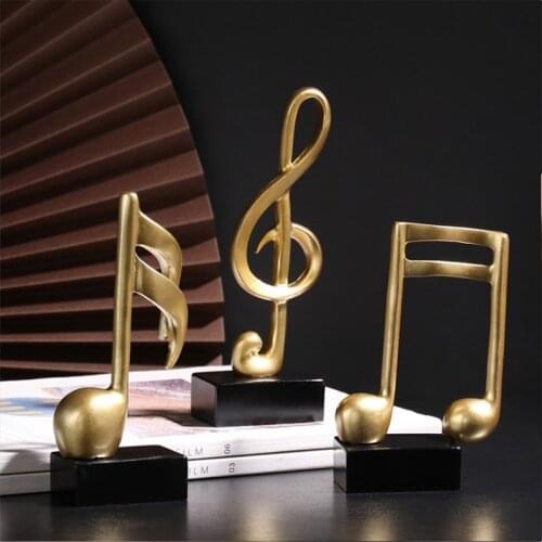 A set Modern Creative Light Luxury Resin Golden Musical Note Ornaments TV Cabinet Porch Home Decor Accessories Holiday Gift Set