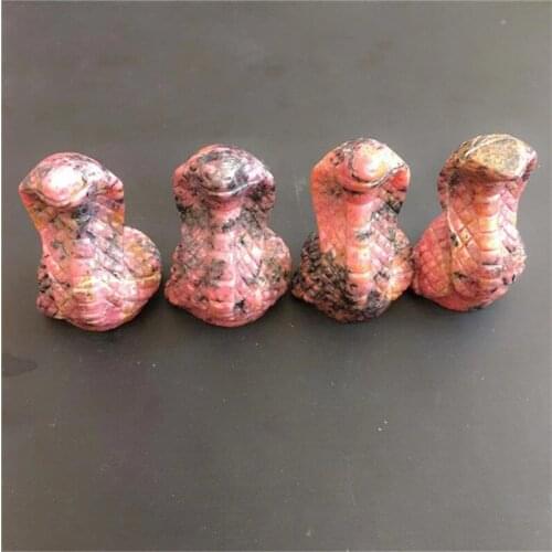 Natural red plum blossom tourmaline Crystal Snake Figurine Hand-Carved Quartz Skull Animal Figurine Home Decoration Crafts