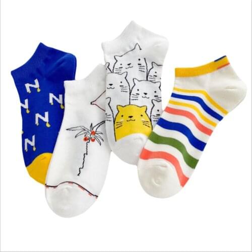 New Socks Women Summer Thin Boat Socks Japanese Ins Trend Fashion Cartoon Socks Low-cut Breathable Student Cotton Socks Women