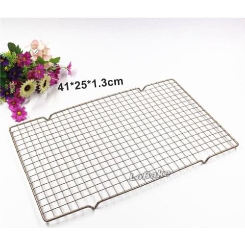 Latest 41*25*1.3cm golden retangle nonstick cookie biscuits cake cooling rack net bread holder dryer food cooler cookware