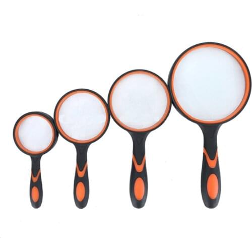10x High-definition Optical Lens Rubber Anti-drop Plastic Handle Reading Hand-held Glass Color Magnifying Glass for The Elderly