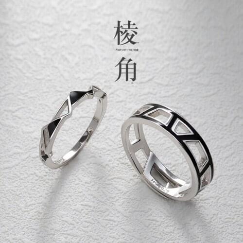Corner Angle Couple Rings Adjustable Ring S925 Sterling Silver Jewelry Cos Limit Fashion Cosplay Gift C