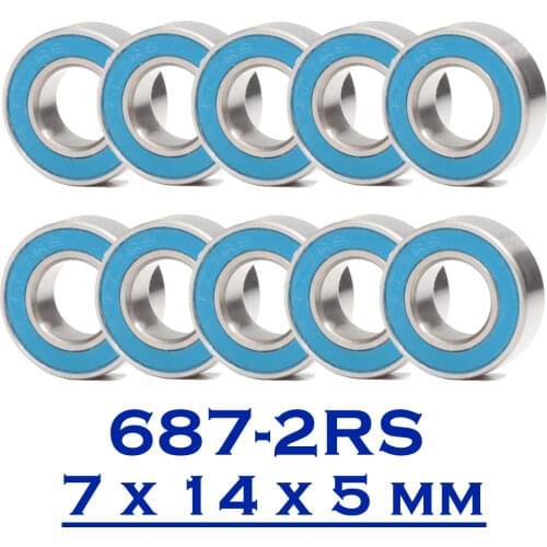 687RS Bearing 10PCS 7x14x5 mm ABEC-3 Hobby Electric RC Car Truck 687 RS 2RS Ball Bearings 687-2RS Blue Sealed