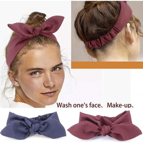 Women Hair Accessories Vintage Hair Bands for Girls Fashion Headband Knotted Bow Soft Solid Elastic Headdress Ladies Hoop