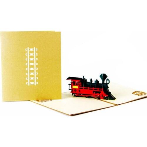 3D Up Greeting Card Retro Train Birthday Easter Anniversary Thanksgiving New R7UB